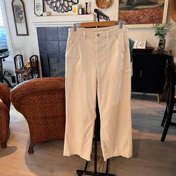 American Eagle Jeans Womens Size 12 Ivory Stretch Super High-Rise Baggy Wide Leg - Picture 16 of 16
